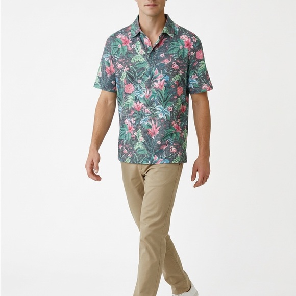 Chaps Other - Chaps Everyday Performance Polo Resort Beach Floral Print Men's 2XL T Shirt